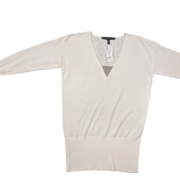 White House Black Market Women's Sweater V Neck Petite Size: XXS New Ecru NWT - Picture 2 of 9